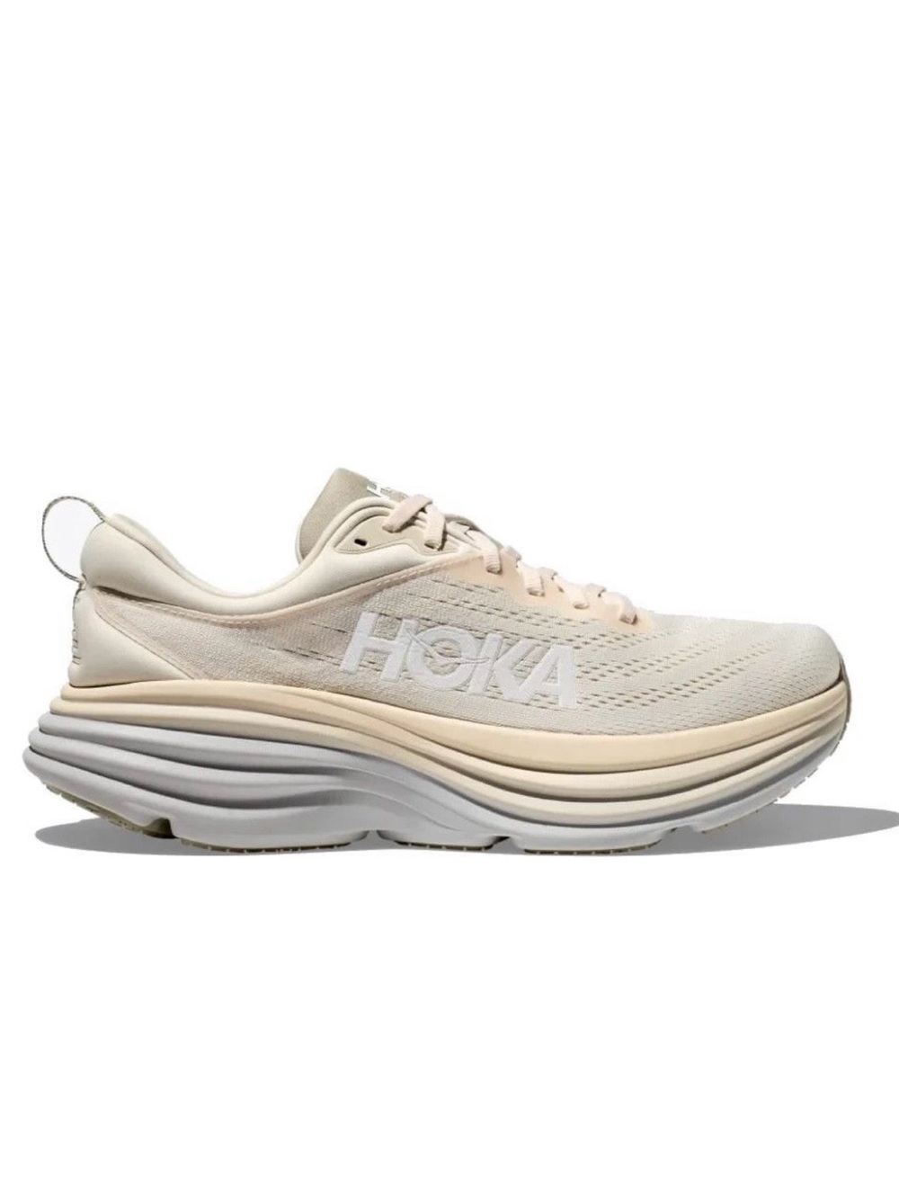 HOKA Bondi 8 Running Shoe - Cream/White